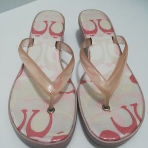 Jelly coach sandals kitten heel pink size 9